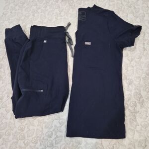Navy Blue Scrub Set - XS Top & S Jogger Pants